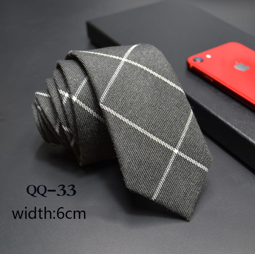 China Tie  Luxury Cravate Linen Wool Blended Necktie Men Slim 6cm Tie