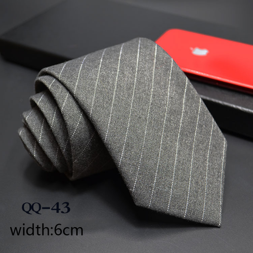 China Tie  Luxury Cravate Linen Wool Blended Necktie Men Slim 6cm Tie