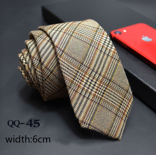 China Tie  Luxury Cravate Linen Wool Blended Necktie Men Slim 6cm Tie