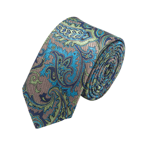 Italian Paisley Skinny 100% Handmade Silk Mens Tie Top