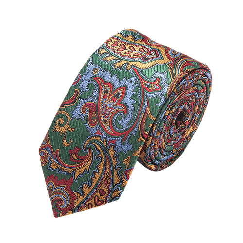 Italian Paisley Skinny 100% Handmade Silk Mens Tie Top