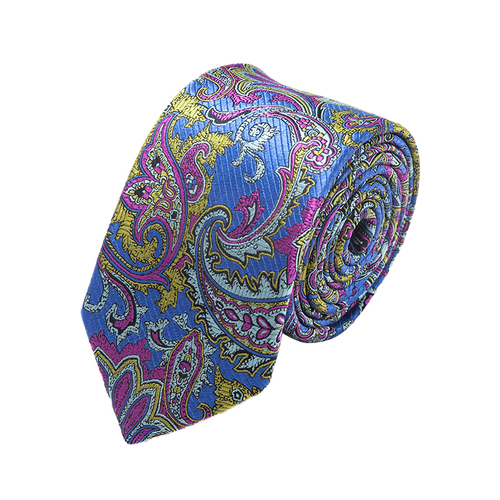 Italian Paisley Skinny 100% Handmade Silk Mens Tie Top