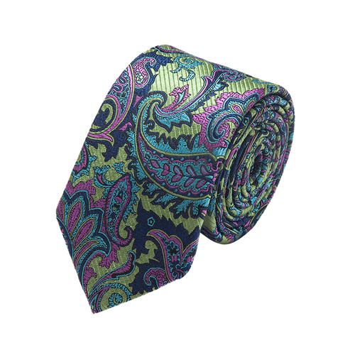 Italian Paisley Skinny 100% Handmade Silk Mens Tie Top