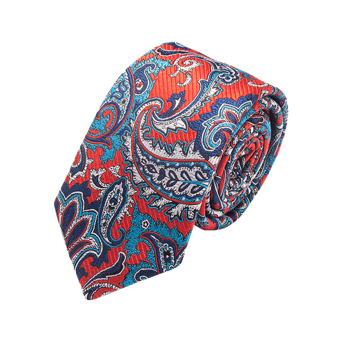 Italian Paisley Skinny 100% Handmade Silk Mens Tie Top