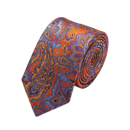 Italian Paisley Skinny 100% Handmade Silk Mens Tie Top