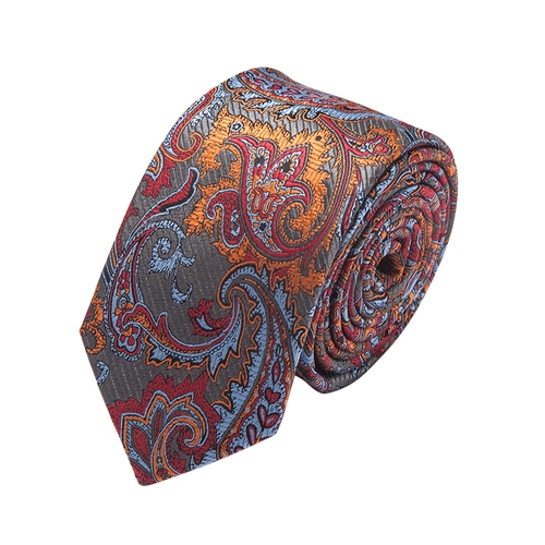 Italian Paisley Skinny 100% Handmade Silk Mens Tie Top