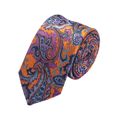 Italian Paisley Skinny 100% Handmade Silk Mens Tie Top