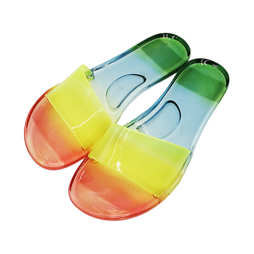 2022 Summer Hot Selling Fashion Design Flats Candy Color Flip Flops Ladies Stylish Casual Trendy Slides Slippers Jelly S