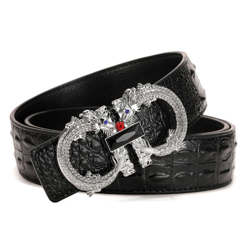 Fashion Rhinestone Buckle   Genuine Leather Luxury Brand Famous Designer Men Belt