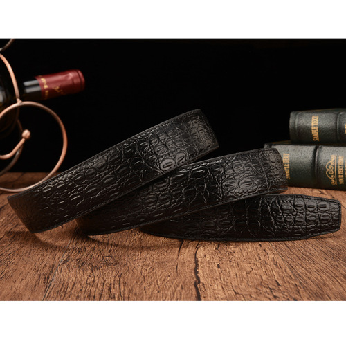 2020 Fashion Men Belts, Alligator Pattern Genuine Leather Men Belts Without Buckle