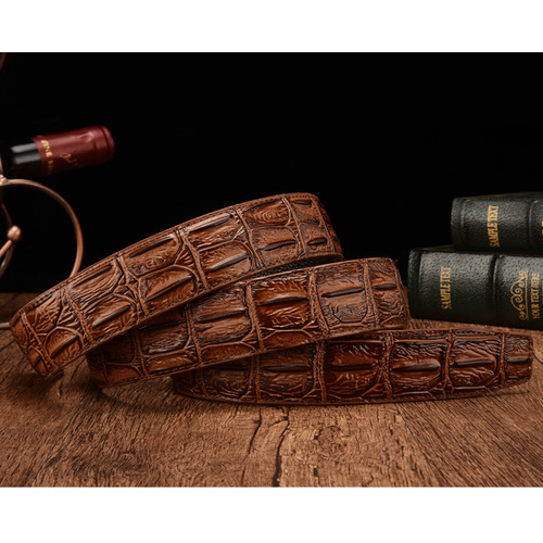 2020 Fashion Men Belts, Alligator Pattern Genuine Leather Men Belts Without Buckle