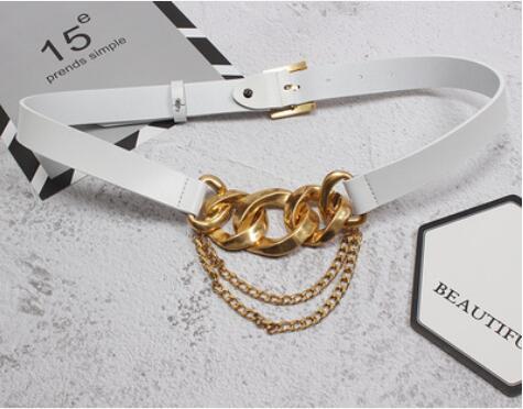 New fashion punk rock style waist chain exaggerated creative casual real leather belt