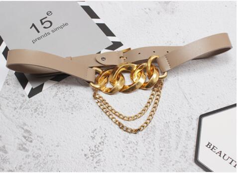 New fashion punk rock style waist chain exaggerated creative casual real leather belt