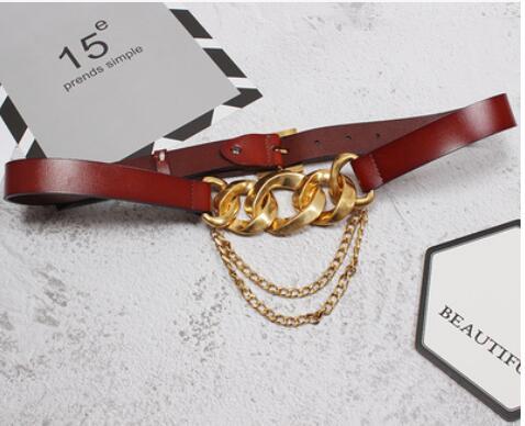 New fashion punk rock style waist chain exaggerated creative casual real leather belt