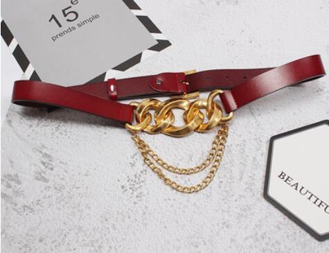 New fashion punk rock style waist chain exaggerated creative casual real leather belt