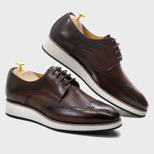 2022 Italian Style Premium Quality Real Leather Handmade Dress Casual Men's Shoes Lace Up Sports Black and Brown Wholesa