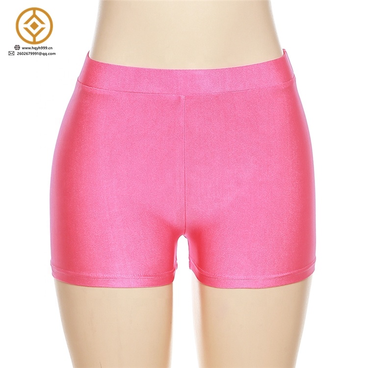 H2P14356 Fashion new women's sports shorts Mid Waist Shinny All-Matching Bottoms Tight stretch casual shorts