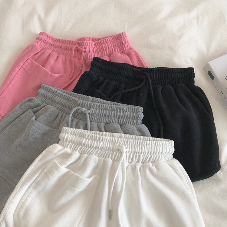 Sports shorts women's summer street style high waist loose and thin a-line hot pants wide leg pants casual yoga pants wo