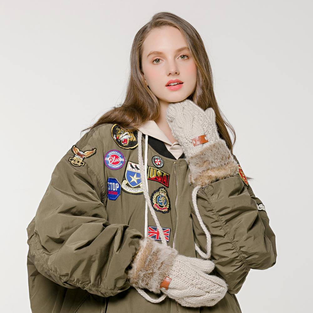 Women's Fingerless Knitted Faux Acrylic Mittens Warm Winter Gloves