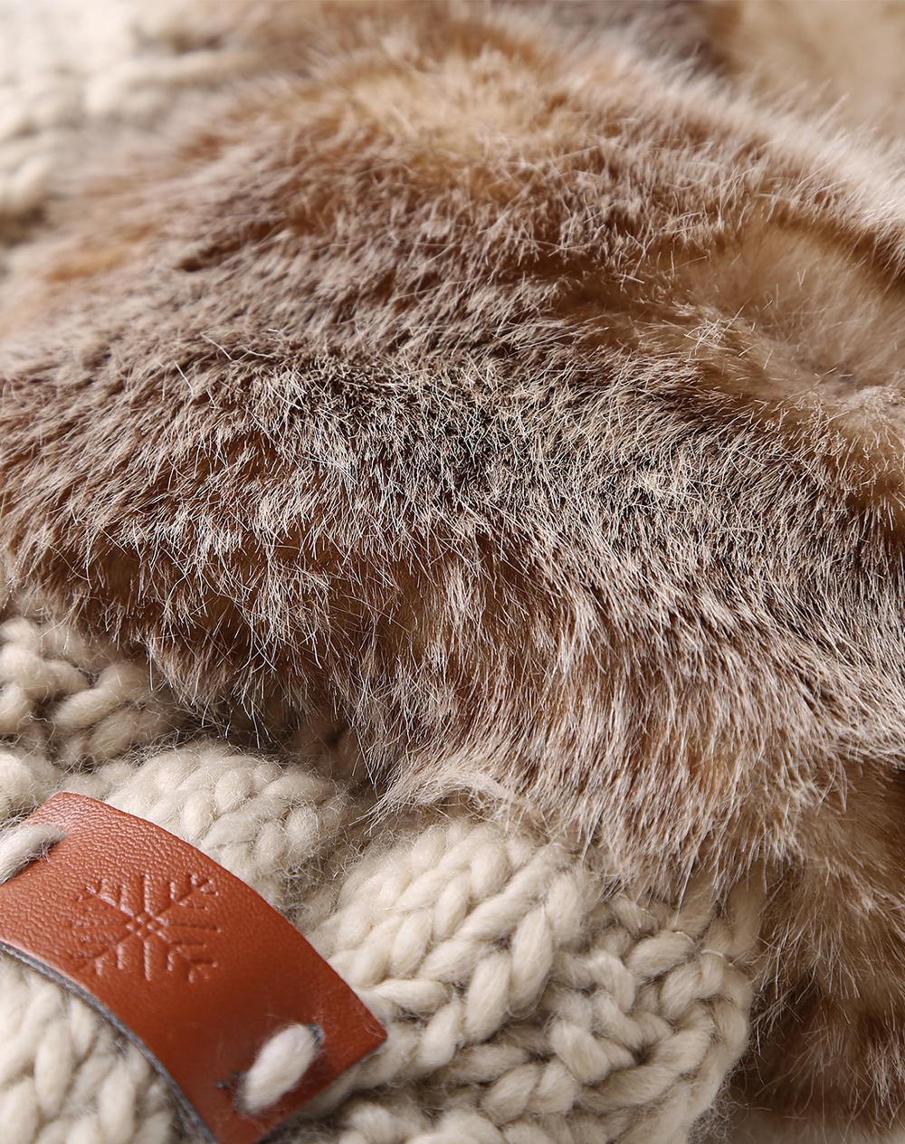 Women's Fingerless Knitted Faux Acrylic Mittens Warm Winter Gloves