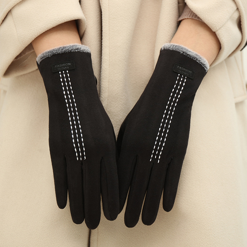 New Arrival Outdoor Ladies German Velvet Women Warm Elegant Cold-proof Touch Screen for Cycling and Driving Gloves For W