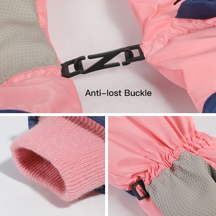 REXCHI DRST22 Winter Warm Wool Waterproof Skiing Mittens Hand Protective Kids Running Gloves Cheap Skateboard Magic Glov