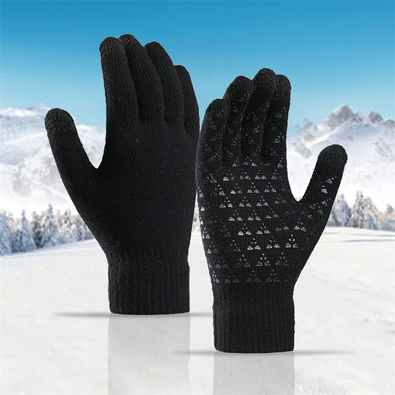 Xingyi Unisex Winter Warm Stretch Knit Mittens Guantes Windproof Cycling Driving Touch Screen Gloves