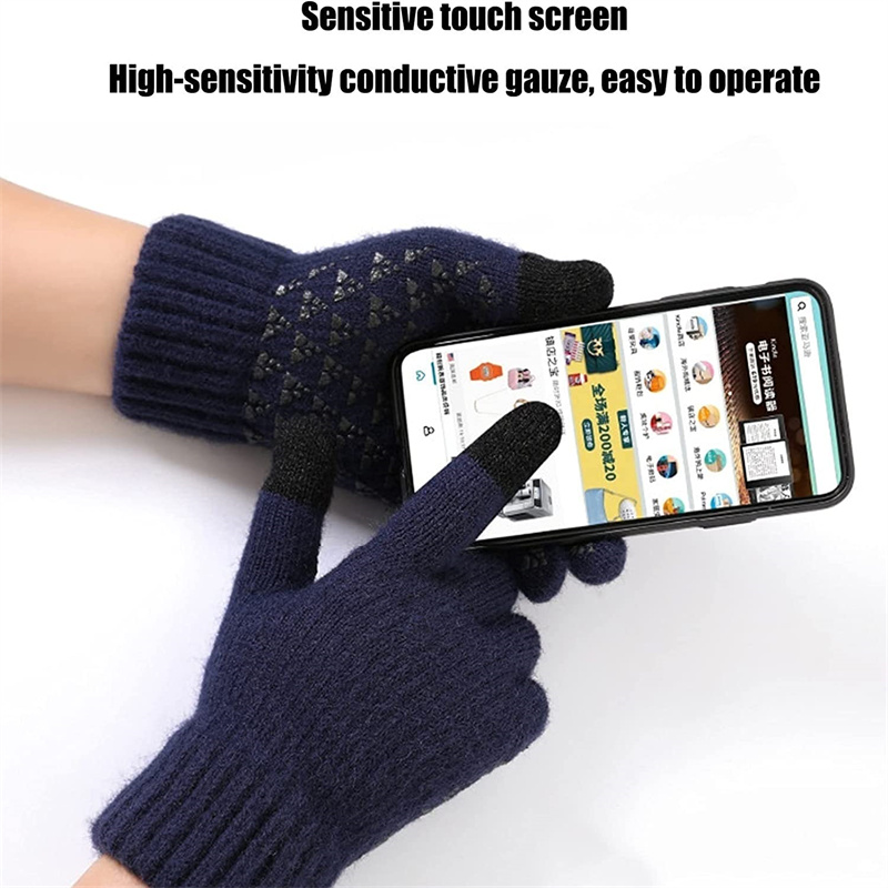 Xingyi Unisex Winter Warm Stretch Knit Mittens Guantes Windproof Cycling Driving Touch Screen Gloves