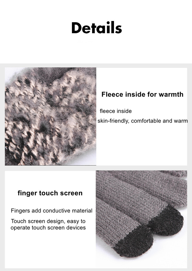 Women Winter Warm Knit Gloves outdoor Korean version leopard jacquard Warmers touch screen knitted gloves