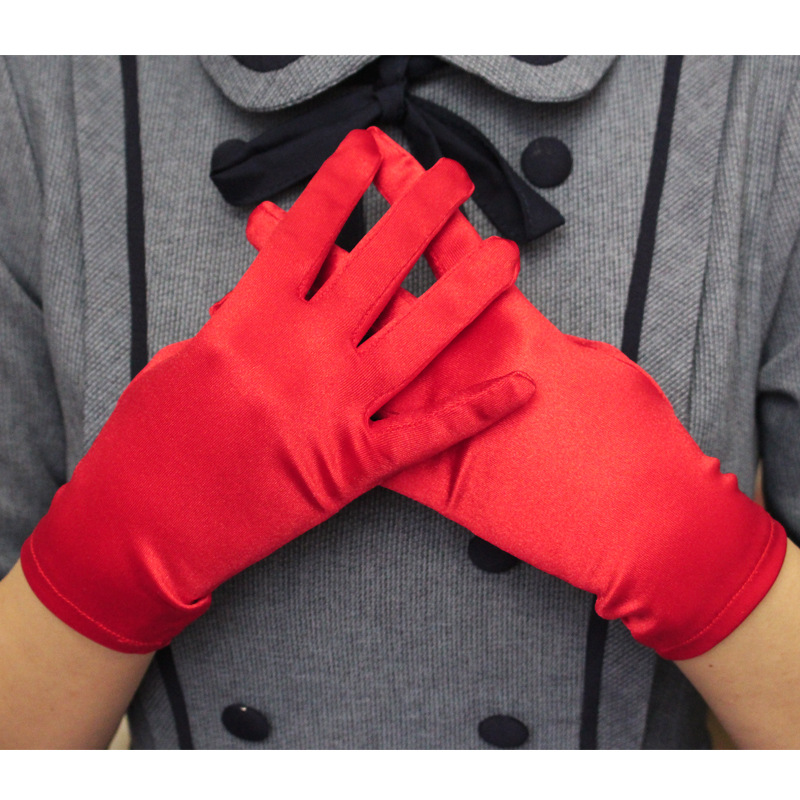 Women Summer Sun Protection Gloves Soft Satin Stretch Dance Performance Gloves Miss Business Etiquette Gloves Party