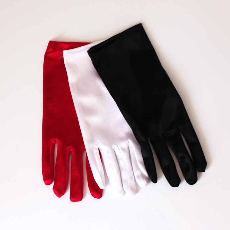Women Summer Sun Protection Gloves Soft Satin Stretch Dance Performance Gloves Miss Business Etiquette Gloves Party