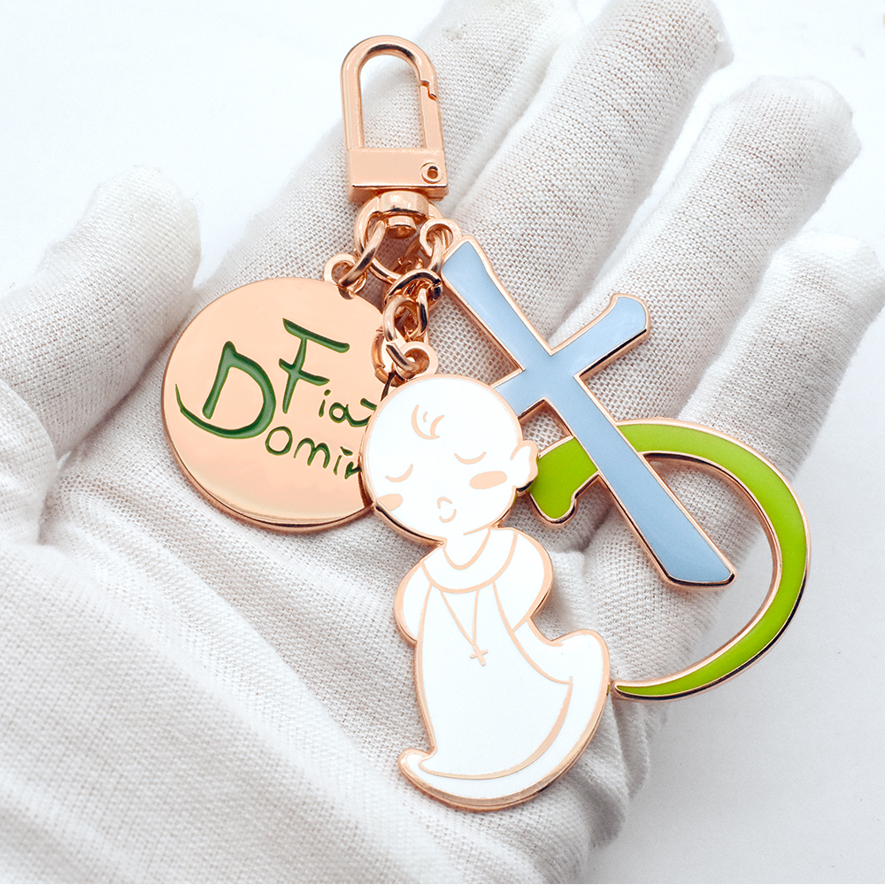  Enamel Key chain Rose Gold Plated Motivational Metal Keychain Hard Enamel Keyring With back Card