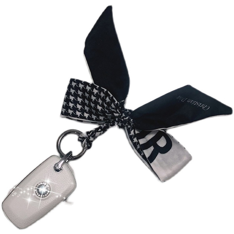Fashion Bowknot Silk Scarves Keychain Top Quality Gift Charm Women's Bag Holder Decorate Keyring Car Trinket Jewelry Pen