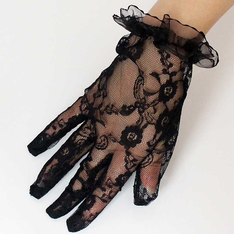 YILIMI   Sexy Sunscreen Gloves Women Wedding Mittens Full Finger Girls Lace Short Gloves