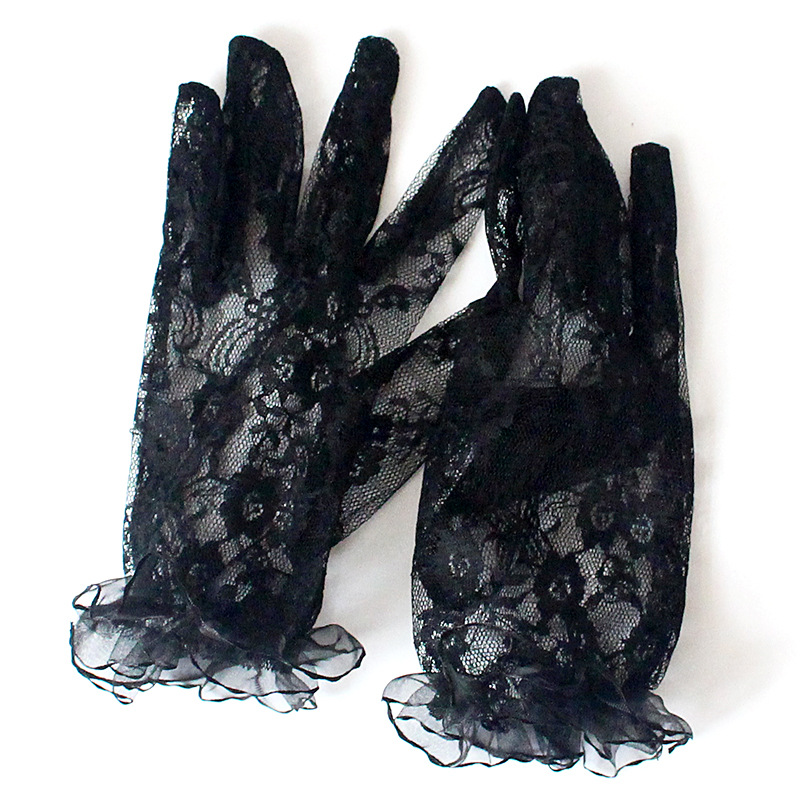 YILIMI   Sexy Sunscreen Gloves Women Wedding Mittens Full Finger Girls Lace Short Gloves