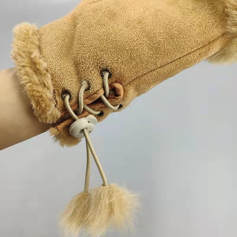 Rabbit Hair Half-finger Gloves Winter Warm Indoor Fingerless Gloves  Direct Sale Ladies Fingerless Gloves