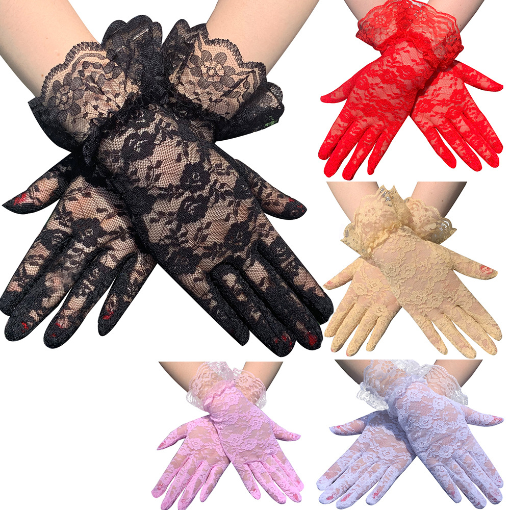 Fashion Summer Wedding Gloves Short Sexy White Hand Gloves Driving Electric Bike Riding Sunshade Sunscreen Bridal Lace G