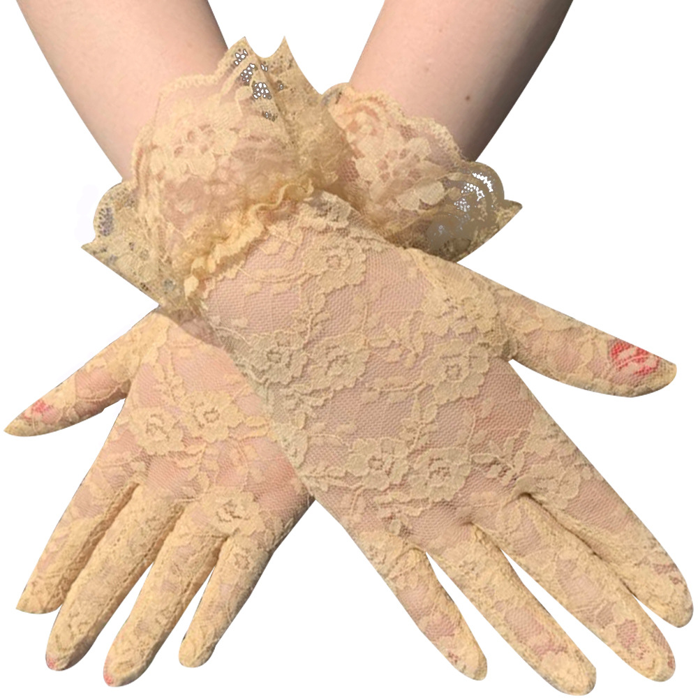 Fashion Summer Wedding Gloves Short Sexy White Hand Gloves Driving Electric Bike Riding Sunshade Sunscreen Bridal Lace G