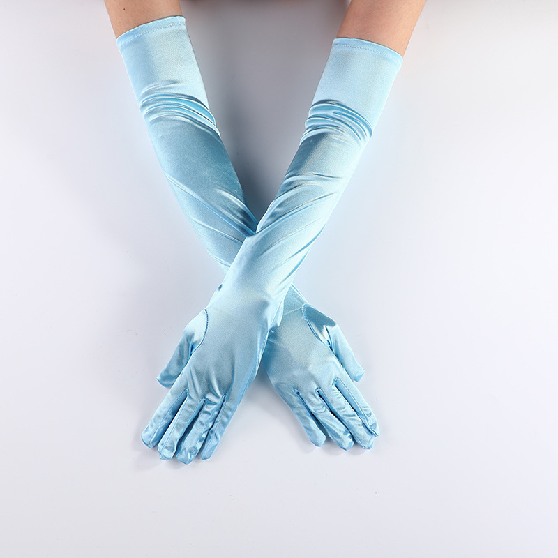 ZISUEX Satin Stretch cosplay Women's Halloween Gloves Sexy Dinner Show velvet wedding dress glove
