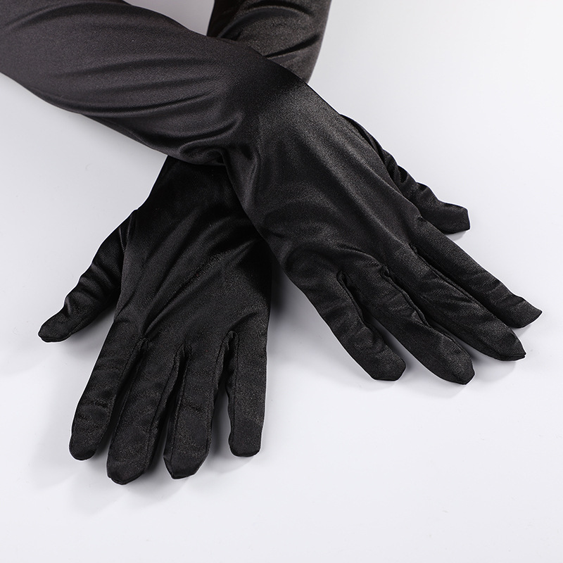 ZISUEX Satin Stretch cosplay Women's Halloween Gloves Sexy Dinner Show velvet wedding dress glove