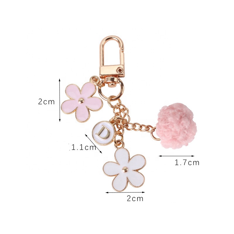  hard enamel key ring beautiful flower ornaments cartoon metal cute  keychain