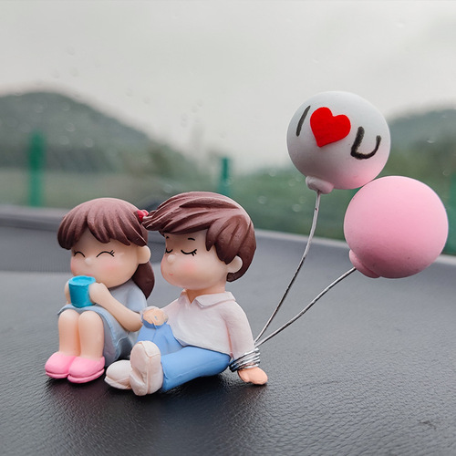 Car Decoration Cute Cartoon Couples Action Figure Figurines Balloon Ornament Auto Interior Dashboard Accessories for Gir