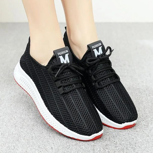 New fashion lace-up canvas casual women's flat shoes fly woven mesh sneakers casual shoes