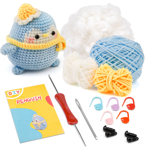 Easy To Do beginners woobles crochet kit animal diy Handmade penguin crochet kit