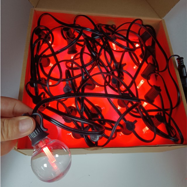 High Quality Shatterproof 25FT 25 Pcs G40 Bulbs Outdoor Garlands RGB LED with Remote for decoration