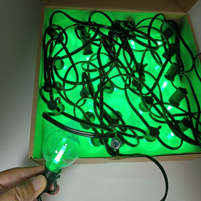 High Quality Shatterproof 25FT 25 Pcs G40 Bulbs Outdoor Garlands RGB LED with Remote for decoration