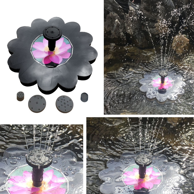 mini Solar Power Fountain no battery  Green Lotus Leaf fountain solar  Outdoor Decoration for Birdbath, Garden