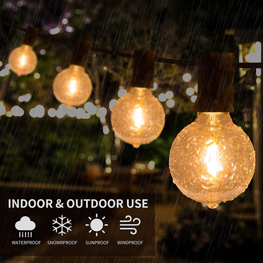 G40 Bulbs Outdoor Waterproof Holiday Light Christmas Decoration G40 Led Solar Powered String Lights