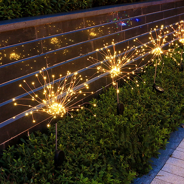 Solar Ground Firework Light Dandelion Copper Wire Light String Outdoor Waterproof  Garland Decoration Light