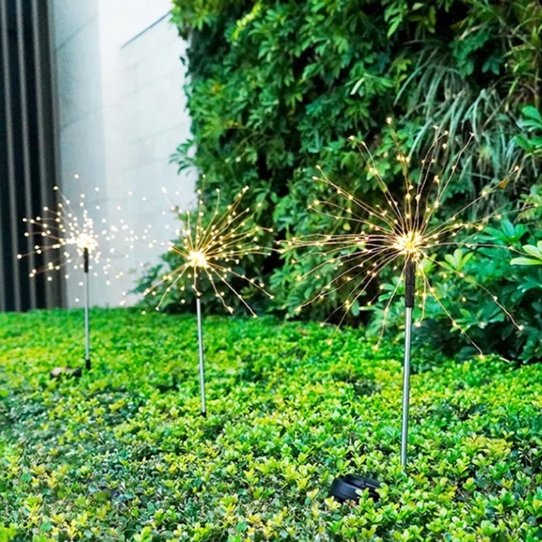 Solar Ground Firework Light Dandelion Copper Wire Light String Outdoor Waterproof  Garland Decoration Light